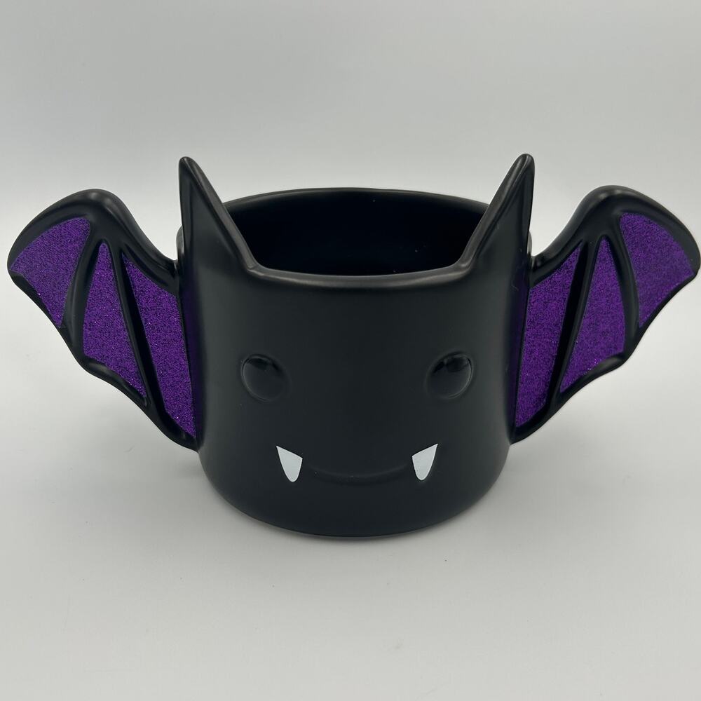 Bath & Body Works Black Purple Bat 3-Wick Candle Holder 2021 Halloween